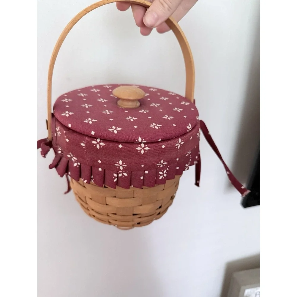 Longaberger 2000 Retired Small‎ Fruit Basket Combo #13005 Red Liner & Protector